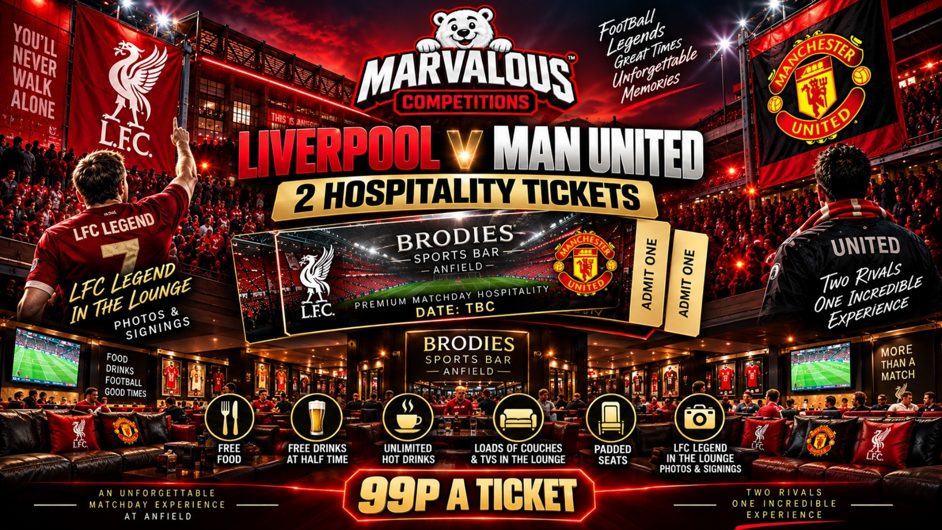 Marvalous football competition artwork featuring VIP hospitality at Anfield